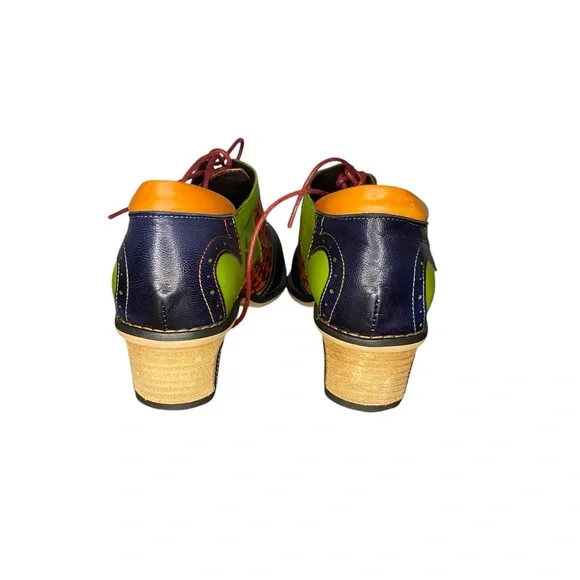 Socofy Colorful Fun Oxfords with Block Heel - New - Picture 4 of 8